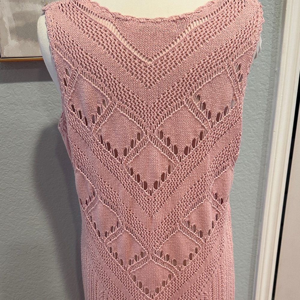 Free People Beach Sz Medium Dusty Pink Crochet Maxi Dress • NEW! - Picture 9 of 12